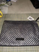 Vera Bradley Silver Metallic Quilted Iconic RFID Wristlet Purse NWT