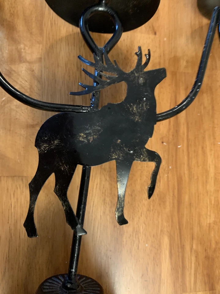 Набор канделябров Moose черный металл 3 рычага 12 дюймов в высоту x 14 дюймов в ширину домик - Изображение 4 из 4