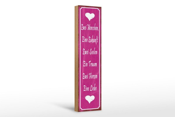 Holzschild Spruch 10X46 Cm Zwei Menschen Herzen Eine Liebe Deko Schild-image