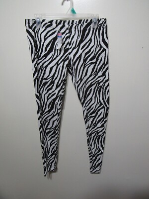 New One Blonde One Brunette Legging Size XL  Black White Zebra  Elastic Waist