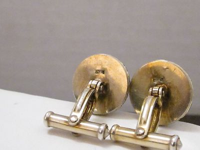 Boutons De Manchette ALEXY Argent 925, émail Bleu Cobalt, Diamants - Occasion Très Bon état