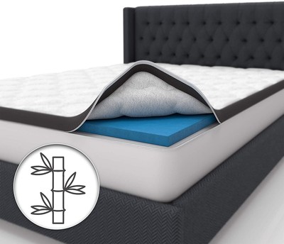 3 5 Inch Bamboo Pillow Top Gel Dual Memory Foam Mattress Topper Fitted Cover New Ebay