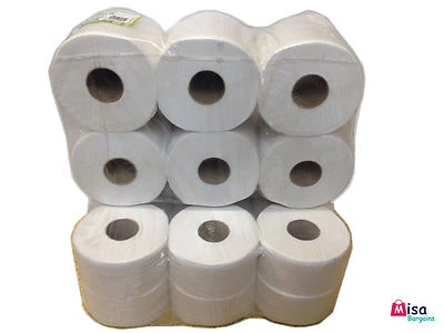 SIRIUS 12 x Quality Mini Jumbo Toilet Paper Tissue Rolls 120M Per Roll 2PLY 60mm 76mm