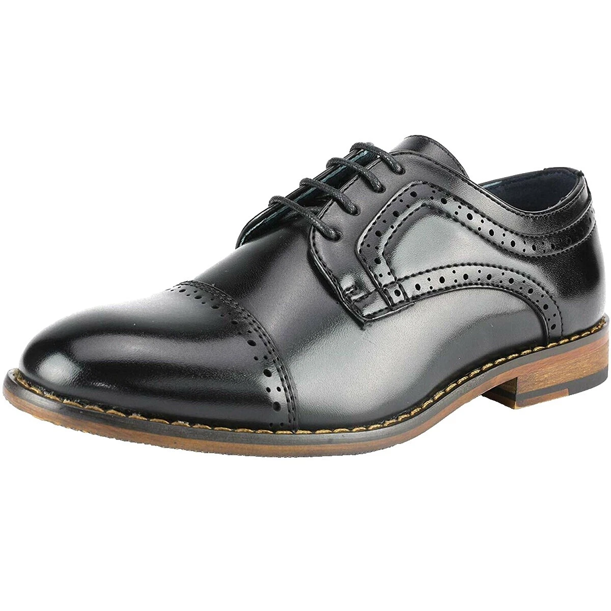 Faux Leather Black Shoes for Boys