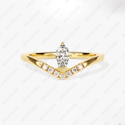 Sterling Silver Cubic Zirconia Stone Prong Wishbone Crown Unique Stackable Ring