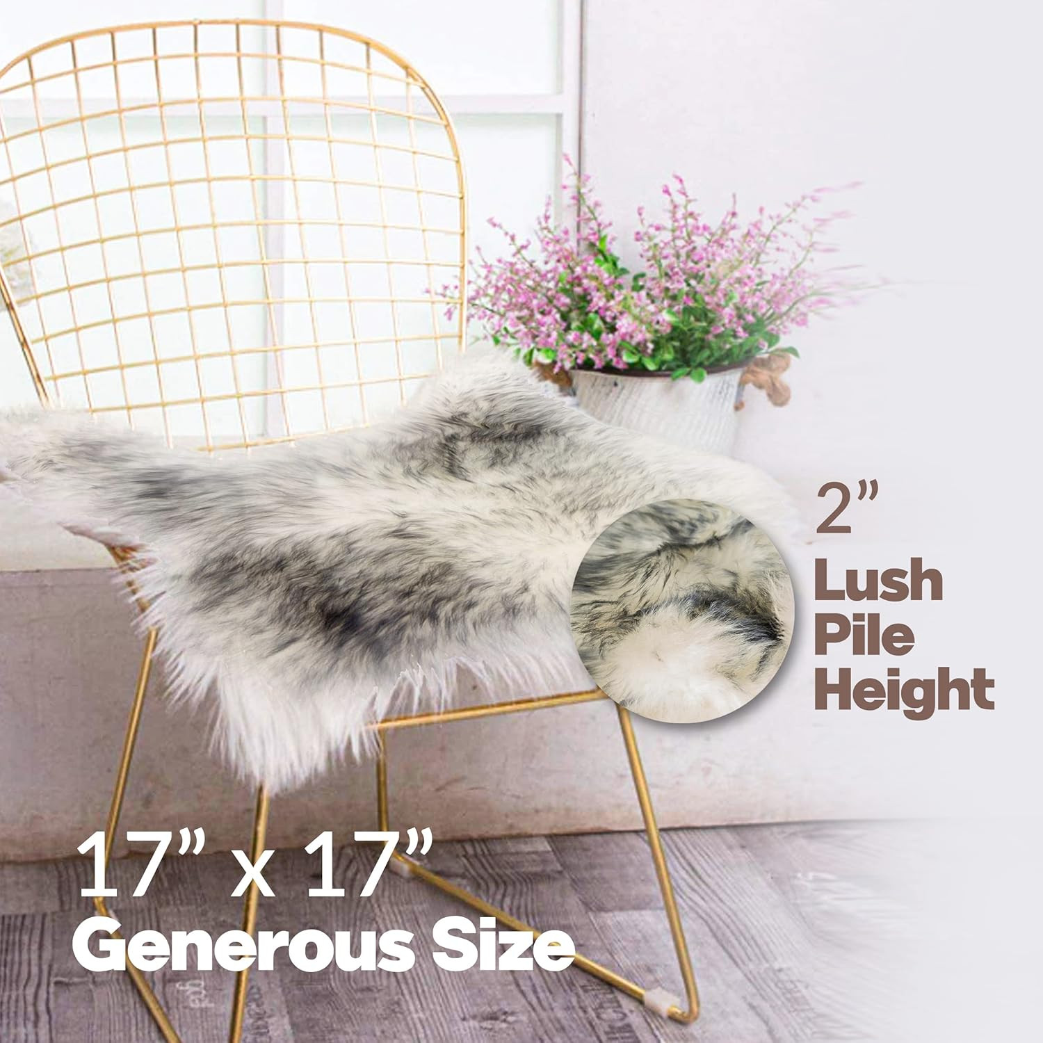 Set of 4, Natural Sheepskin Chairpad with Non-Slip Backing | 100% Real New Zeala