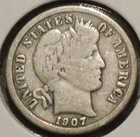 Silver Dime - Barber - 1907-O [207]