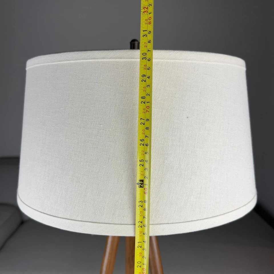 Lámpara de mesa trípode vintage años 70 de arce macizo y níquel moderna de mediados de siglo Foto 4 de 4