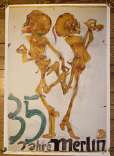 Horst Janssen "35 anni di Merlino" 1992 poster placca autografato