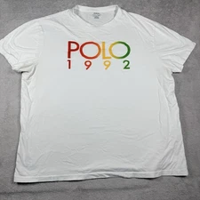 Polo Ralph Lauren Graphic T-Shirt Men's Size X-Large White 1992 Logo Casual Wear