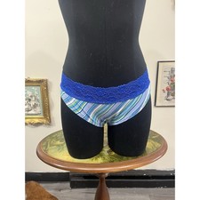 Vintage Victoria's Secret stripe Hip Hugger Lace Waist Band Glitter Panties m