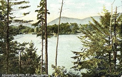 Vintage Adirondack Mountains Lake Luzerne NY Postcard 1907 Scenic View