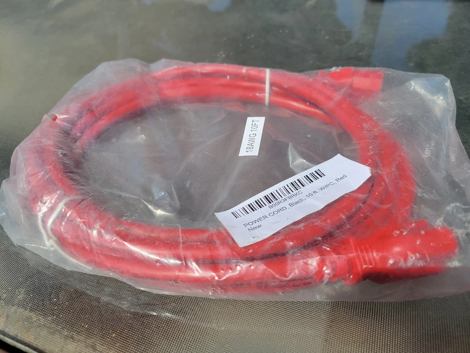 10 Foot Red US Universal AC Power Cord Cable C13 C14 - Image 2 of 2