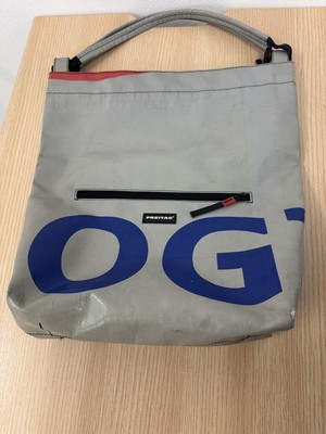FREITAG トートバッグ ブルー×グレー FREITAG Gray blue logo tote bag man casual zipper pocket authentic
