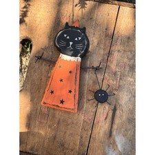 Rustic Halloween Home Decor Sitter Wood Black Cat Fall Autumn FAST SHIP NEW