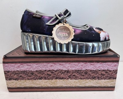 Chocolaticas Damen-Plateau Galaxy Mary Janes neu im Karton heiße Schokolade UK-Größe 7