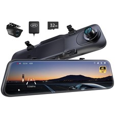 Pelsee P12 Pro 4K Mirror Dash Cam, 12'' Rear View Mirror Camera Smart Driving...