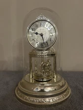 Vintage Rythem Quartz Mantle Clock Made In Japan With Glass Dome