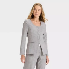 Women's Collarless Blazer - A New Day Gray M