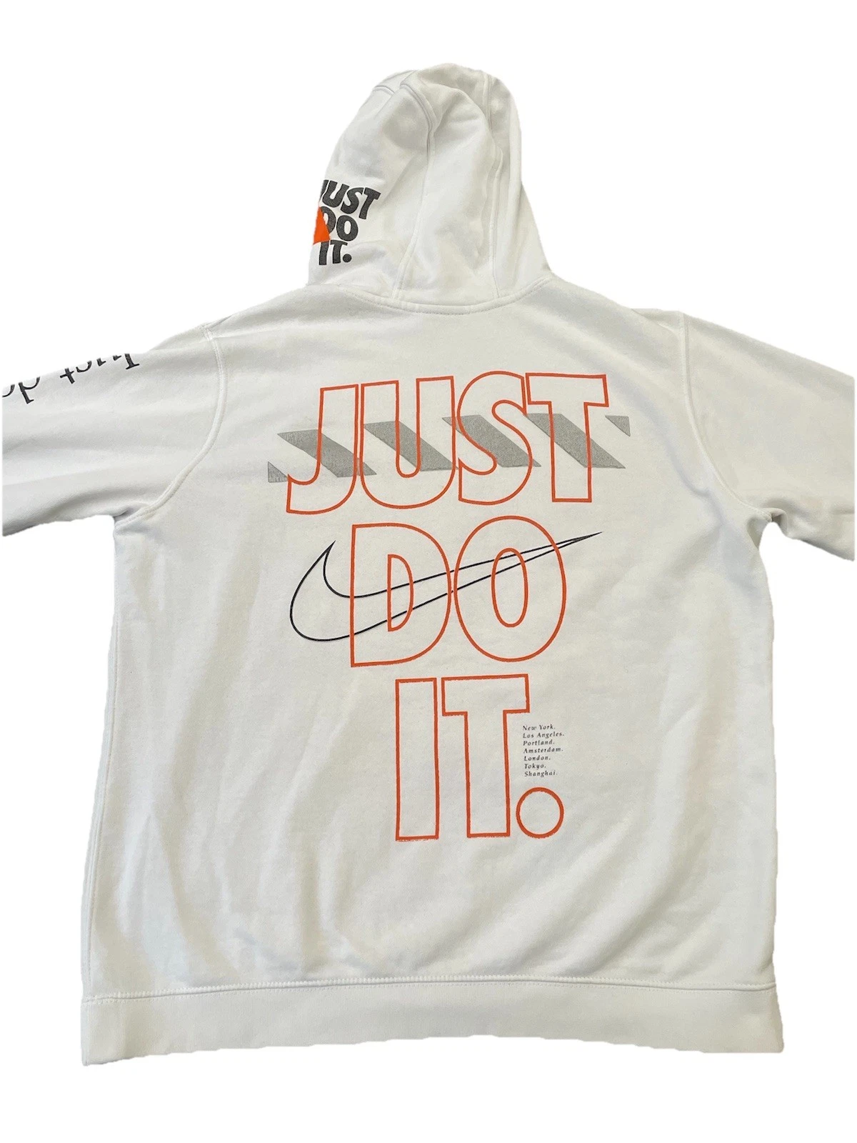 OFF WHITE Felpa con cappuccio Nike Club JDI Just Do It XL bianca 30° anniversario bianco sporco RARA AV5905
