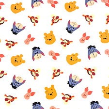 Winnie the Pooh Cotton Fabric BTY Disney Tigger Eeyore Piglet Sweet Head Toss