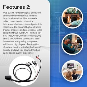 Female RGB Euro SCART to 4 RGB BNC & 2 RCA Adapter Cable For Neo Geo CD Console