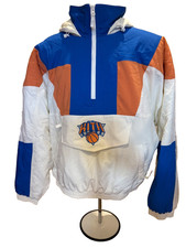 Kith x New York Knicks Half-Zip Anorak Hooded Jacket Blue White Orange Size L