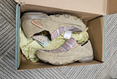 Roper Daisy Driving Moc Southwest Wrapped Slip On Loafer Women Size 6 Tan Canvas