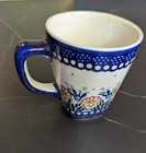 POLISH POTTERY 9oz BLUE FLORAL & 10 oz CHRISTMAS TREE MUGS New (365/5) — photo 4