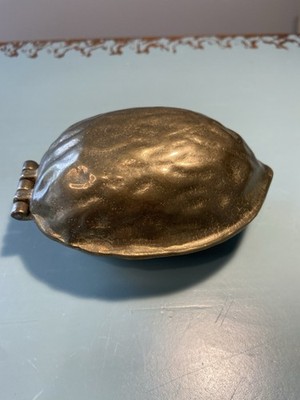 Vintage Brass Nutcracker Walnut Shaped Heavy Hinged Decorative Solid Brass 
