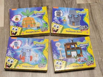 LOT OF 4 Nickelodeon SpongeBob Squarepants Snap & Switch Construction Sets NEW