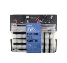 5 Ziploc Contain The Clutter Reusable Organizer Bags Travel Purse Makeup Beach