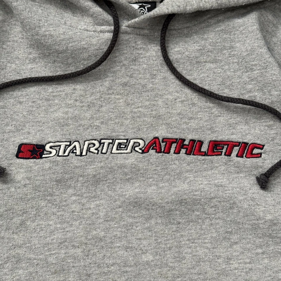 Vintage 00s Starter Hoodie Mens L Gray Embroidered Logo Stripe Skate Surf Y2K - Image 3 of 4