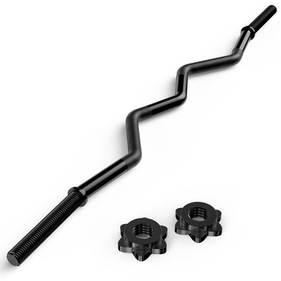 47'' EZ Curl Bar Weight Lifting Bar, Standard Barbell Bar for Hip Thrusts/Squa...