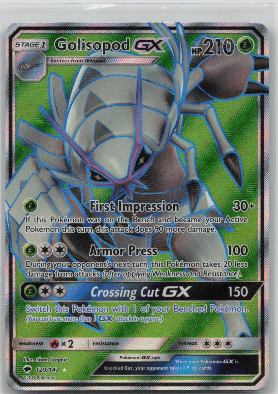 Golisopod GX 129/147 Ultra Rare Burning Shadows Pokemon Holo Near Mint