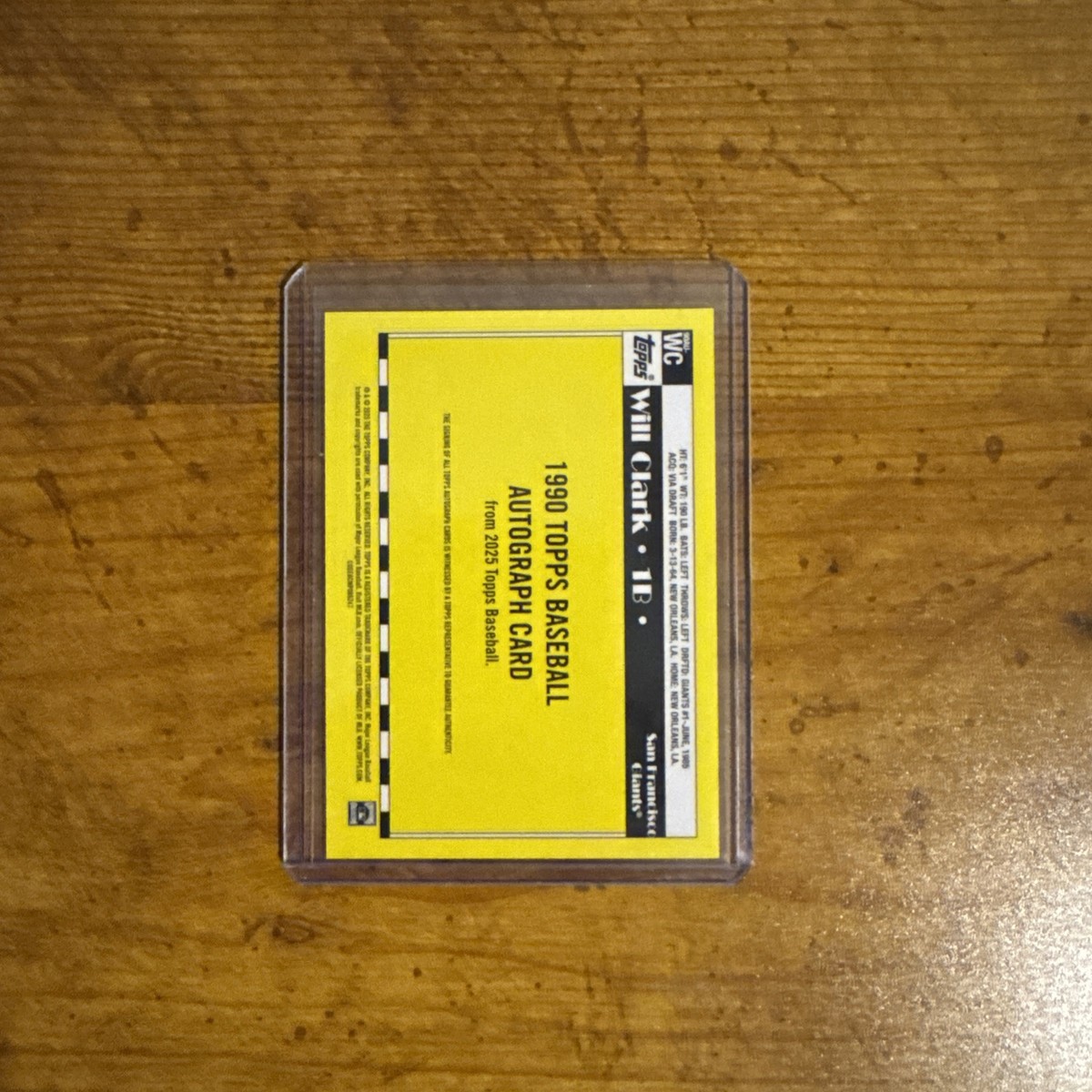 Will Clark auto 証明書有 2025 Topps Series 1 Will Clark 1990 Autograph Card