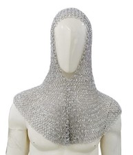 Medieval Aluminum Chainmail Hood Flat Revited Ring Knight Armor Costume For LARP