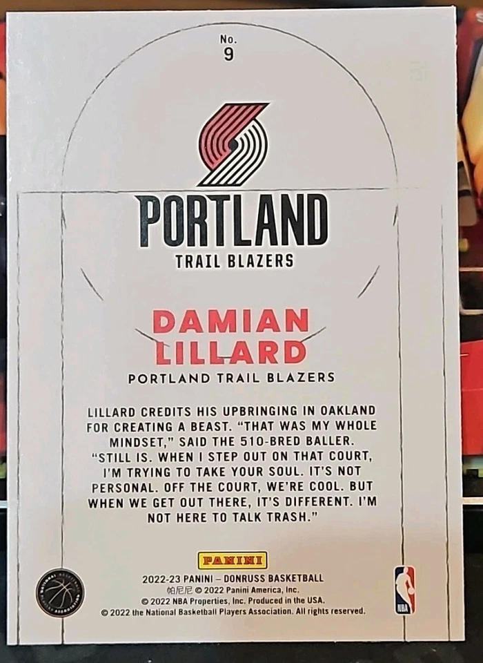 2022-23 Donruss Craftsmen Damian Lillard #9 Blazers - Image 2 of 2