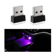 2 PCS USB LED Car Interior Atmosphere Lamp, Portable Mini LED Night Purple
