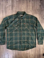 Dixxon Men’s Pearl Snap Flannel J & Ginger Size XL Green Yellow