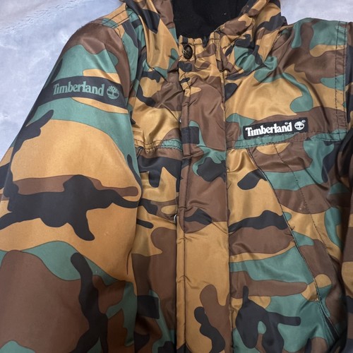 Timberland Jacket Youth XS 5/6 Camo Hooded Full Zip Puffer Winter Coat - Picture 4 of 24