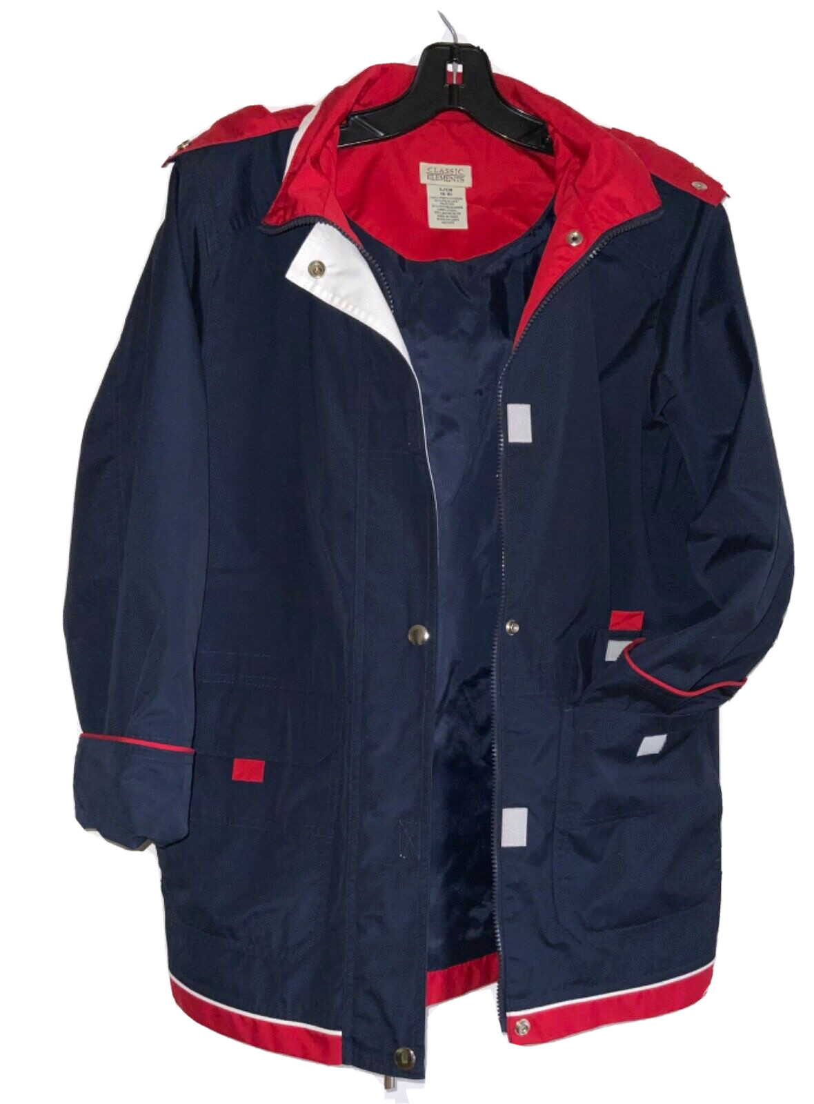 Classic Elements Hooded Windbreaker Jacket Blue F… - image 1