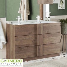 Mobile bagno terra design moderno legno 2 lavabi cassetti 120x85 rovere ALVAREZ