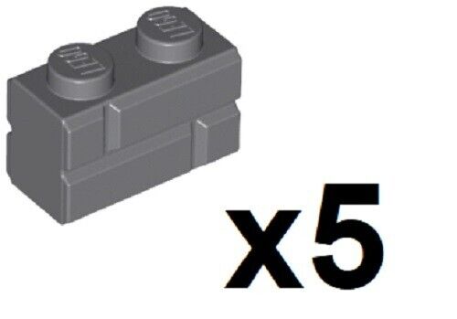 🧱 Lego 5 neue dunkel bläuliche steingraue Steine 1 x 2 Mauerwerk Profil Teil 98283 DG2 - Bild 1 von 2