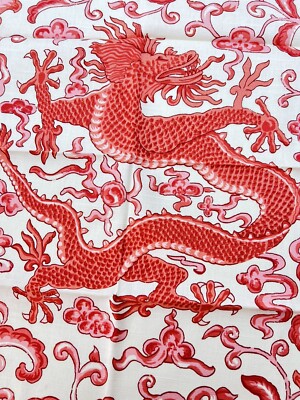 2 pieces- Scalamandre fabrics- 25'' by 23'' CHI EN DRAGON - 100% algodon- CORAL ON
