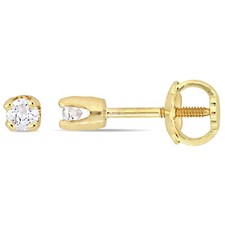 Amour 14k Yellow Gold 1/10CT TDW Diamond Baby Stud Earrings for Children