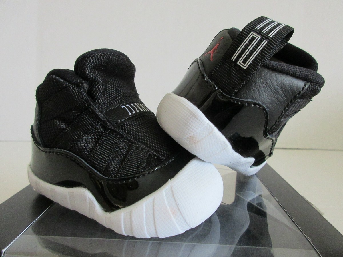 NIKE AIR JORDAN 11 CRIB BOOTIE 72-10 BLACK-VARSITY RED-WHITE SZ 4c