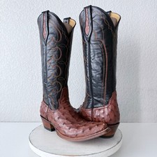 Rod Patrick Brown Full Quill Ostrich Cowboy Boots Cowgirl Snip Toe Western 9.5