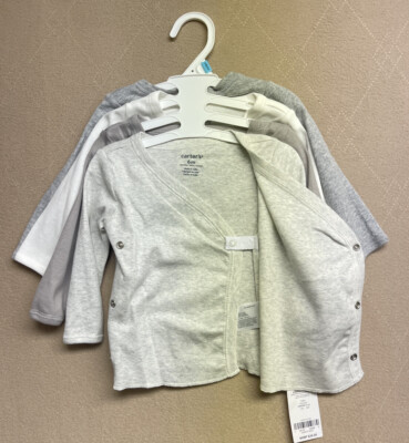 Carters 4 Piece 6 Months Infant Baby Boys Bodysuit Side Snap Wrap Long Sleeve