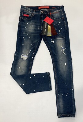RS7 royal 7even mens 100%authentic size 32/32 long Stretch jeans Blue Faux Torn